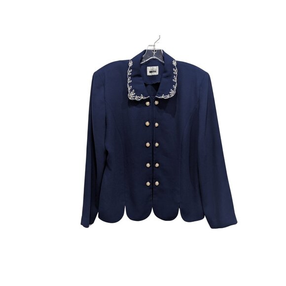 Leslie Fay Vintage Navy Blouse –Size 12 EVC - Picture 2 of 5